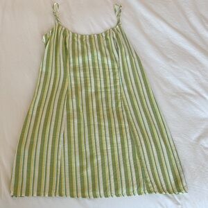 Billabong Green and Cream Striped Spaghetti Strap Dress